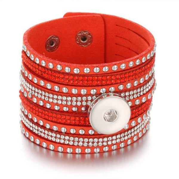Planet Gates 16 Jewelry Wide Multilayer Crystal Rivet Leather Snap Bracelet 18mm Snap Button Bracelet DIY Buttons Jewelry For Women