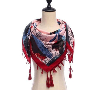 Planet Gates 16-red New brand women scarf square cotton shawls and wraps lady pashmina Tassels Bohemia foulard winter female bandana hijabs