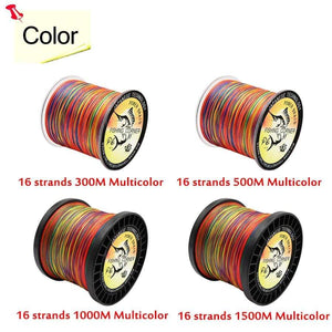 Planet Gates 16 Strands PE Braid 300M/500M/1000M/1500M Braided Fishing Line Multicolor Super Power Japan Multifilament Saltwater/Freshwater