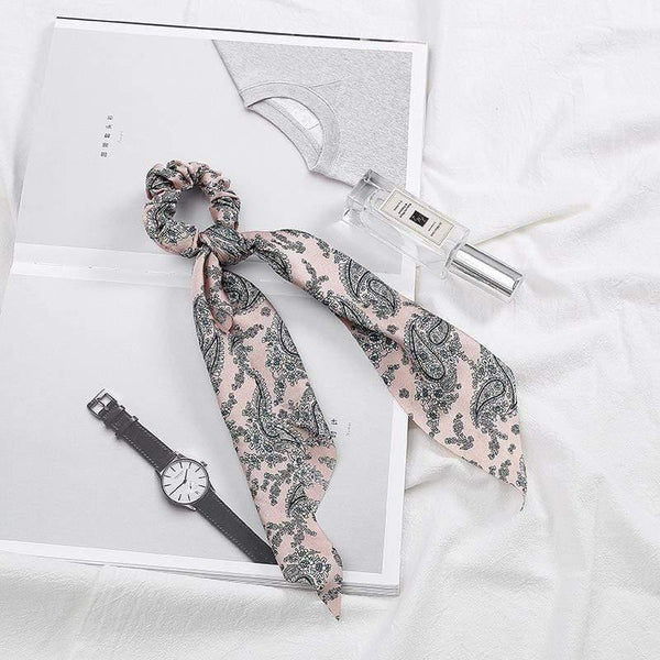 Women Streamers Scrunchies Polka Dot Floral Print Elastic Bow Hair Rope Girl Hair Ties Korean Sweet Hair Accessories Headwear