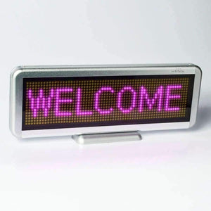 Planet Gates 16 x64 pixel Rechargeable Usb Programmable Scrolling Electronic Led Sign Display Board, Red/blue/pink Multi-language display