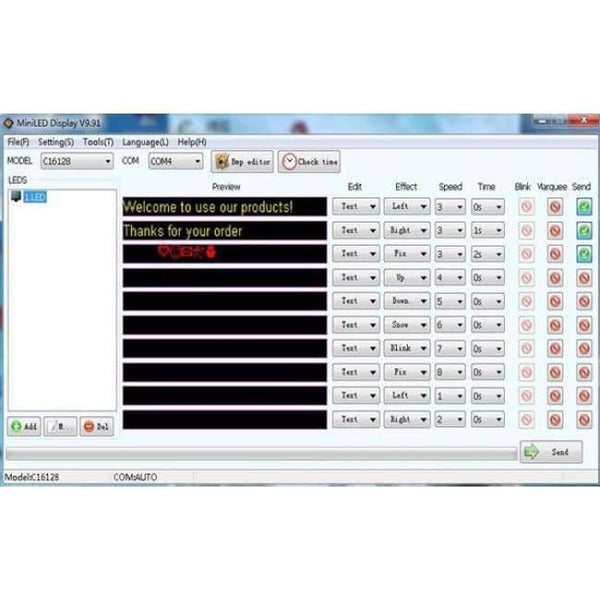 Planet Gates 16 x64 pixel Rechargeable Usb Programmable Scrolling Electronic Led Sign Display Board, Red/blue/pink Multi-language display