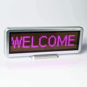 Planet Gates 16 x64 pixel Rechargeable Usb Programmable Scrolling Electronic Led Sign Display Board, Red/blue/pink Multi-language display
