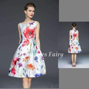 Planet Gates 16 / XXL Celebrity-inspired Women Elegant Vintage Retro Flower Floral Print Vest Dresses Sleeveless O-Neck Vestido de Fiesta
