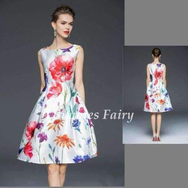 Planet Gates 16 / XXL Celebrity-inspired Women Elegant Vintage Retro Flower Floral Print Vest Dresses Sleeveless O-Neck Vestido de Fiesta