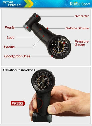 Planet Gates 160 PSI Professional Bike Tire Gauge Schrader Presta Valves Air Pressure Gauge Barometer Cycling Accessories for road Bicycle