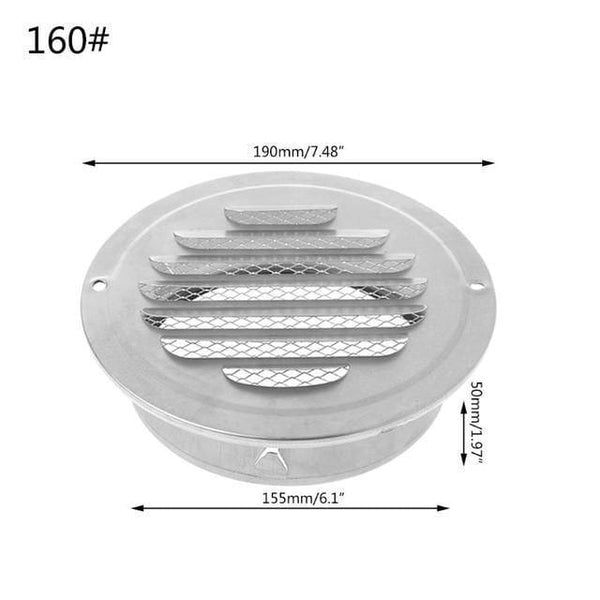 Planet Gates 160mm Stainless Steel Exterior Wall Air Vent Grille Round Ducting Ventilation Grilles 70mm,80mm,100mm,120mm,150mm,160mm,180mm,200mm