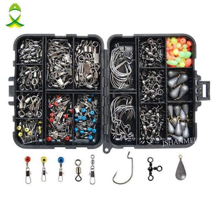 Planet Gates 160pcs/box Fishing Accessories Kit Including Jig Hooks fishing Sinker weights fishing Swivels Snaps with fishing tackle box