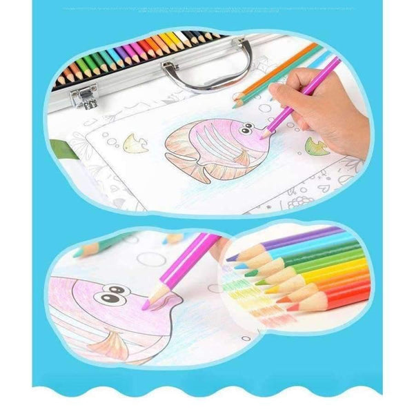 Planet Gates 163/260 Pcs Children Drawing Set Student Watercolor Palette Brush Pen Tool Box Kids Gift Box Art Painting Supplies