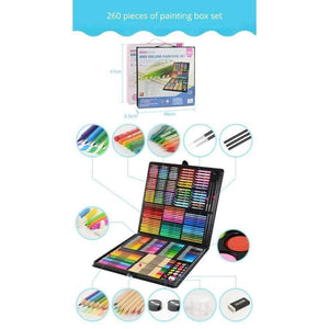 Planet Gates 163/260 Pcs Children Drawing Set Student Watercolor Palette Brush Pen Tool Box Kids Gift Box Art Painting Supplies