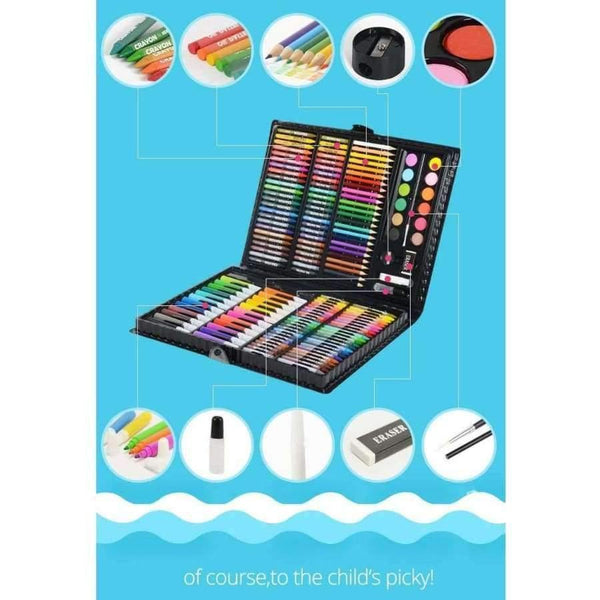 Planet Gates 163/260 Pcs Children Drawing Set Student Watercolor Palette Brush Pen Tool Box Kids Gift Box Art Painting Supplies
