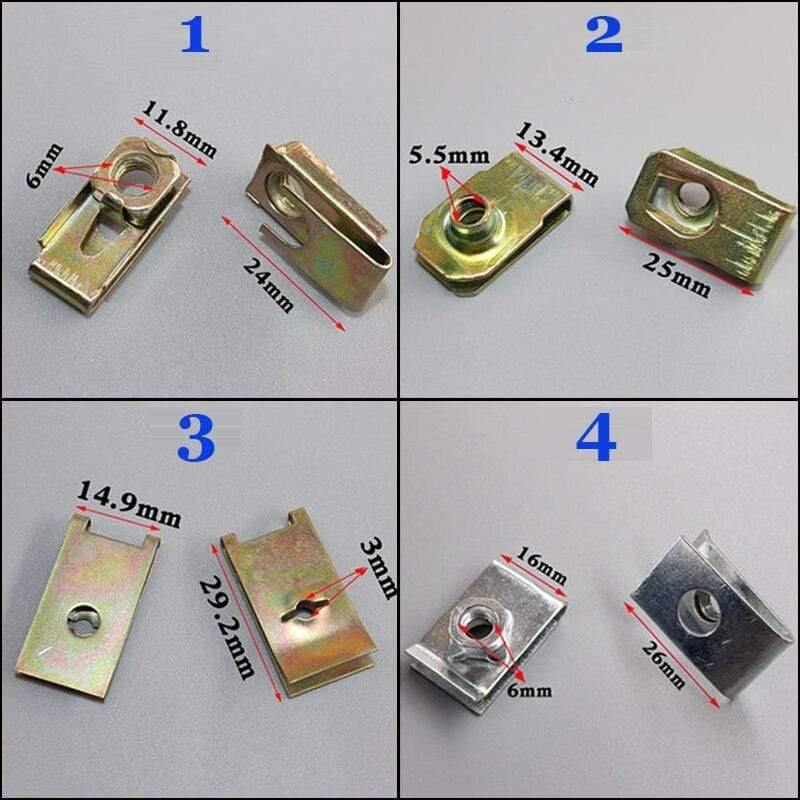 Planet Gates 165Pcs U Type Car Fastener Gasket Fixed Screw Metal Clips For Car Door Panel Fender Car Accessories