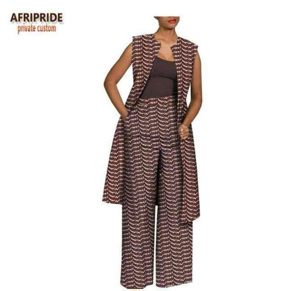 Planet Gates 168J / XXS Summer autumn pants women set AFRIPRIDE sleeveless knee-length top+full length pants women set A1826022