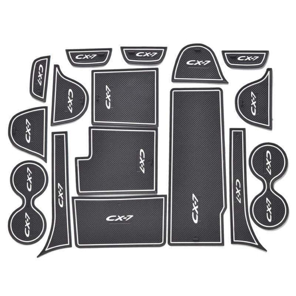 Planet Gates 16pcs/set 3D Rubber Mat Non-slip Interior Cup Pad Door Groove Mat For Mazda CX-7 CX7 CX 7 Car door mat Auto Accessories Styling