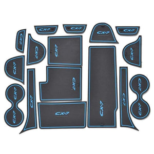 Planet Gates 16pcs/set 3D Rubber Mat Non-slip Interior Cup Pad Door Groove Mat For Mazda CX-7 CX7 CX 7 Car door mat Auto Accessories Styling