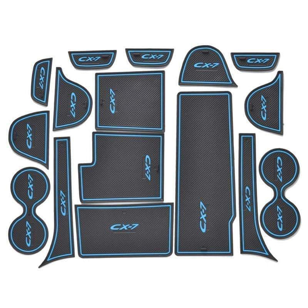 Planet Gates 16pcs/set 3D Rubber Mat Non-slip Interior Cup Pad Door Groove Mat For Mazda CX-7 CX7 CX 7 Car door mat Auto Accessories Styling