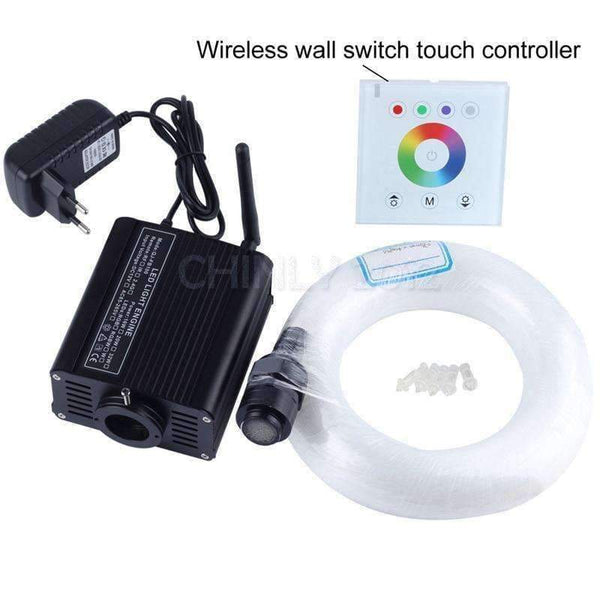 Planet Gates 16W RGBW 2.4G wireless wall switch touch controller LED Fiber optic light Star Ceiling Kit Lights 150pcs 0.75mm 2M+Crystal