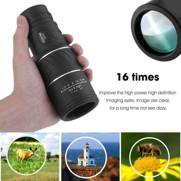 Planet Gates 16x52 Telescope HD Vision 66m/8000m  Waterproof Monocular Smartphones Camera Coating Magnifier+Bag Outdoor Hunting