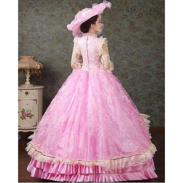 Planet Gates 17 18th Century Marie Antoinette European Court Dress Halloween Make Up Party Cosplay Costume Pink Formal Event Dress