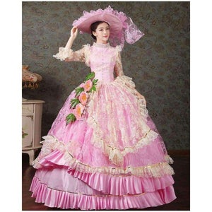 Planet Gates 17 18th Century Marie Antoinette European Court Dress Halloween Make Up Party Cosplay Costume Pink Formal Event Dress