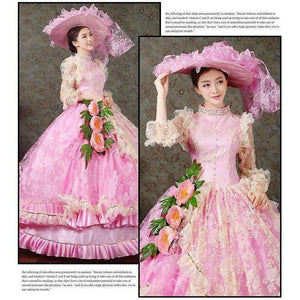 Planet Gates 17 18th Century Marie Antoinette European Court Dress Halloween Make Up Party Cosplay Costume Pink Formal Event Dress