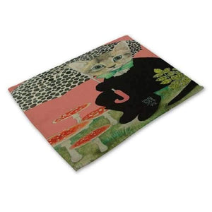 Planet Gates 17 / 42X32CM Designs Cartoon Cat Table Mats For Dining Table Mermaid King Bowl Tableware Pad Coaster Kitchen Accessories Retro
