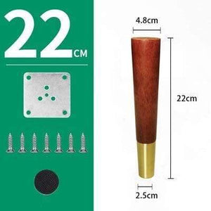 4pcs/lot Wood Legs TV Cabinet Support Sofa Legs Furniture Accessory Brass Gold Cups Solid Wooden Feet