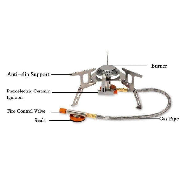 Planet Gates 17*7cm Mini Camping Stoves Folding Outdoor Gas Stove Portable Furnace Cooking Picnic Split Stoves 3000W Cooker Burners