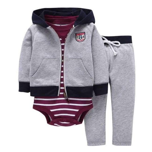 Planet Gates 17 / 9M Newborn Baby boy Girls 3 Pieces Set Clothes Hooded Zipper Full Sleeve Open flowers Coat+Full Sleeve Bodysuits+Pants
