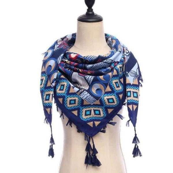 Planet Gates 17-blue New brand women scarf square cotton shawls and wraps lady pashmina Tassels Bohemia foulard winter female bandana hijabs