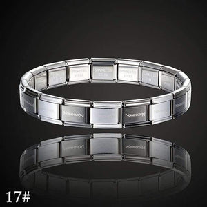 Planet Gates 17 / Each  1CM All 18PCS Theresa brand namination jewelry popular style stainless steel bracelet letter and stretch fashion bangle for everybody jewelry