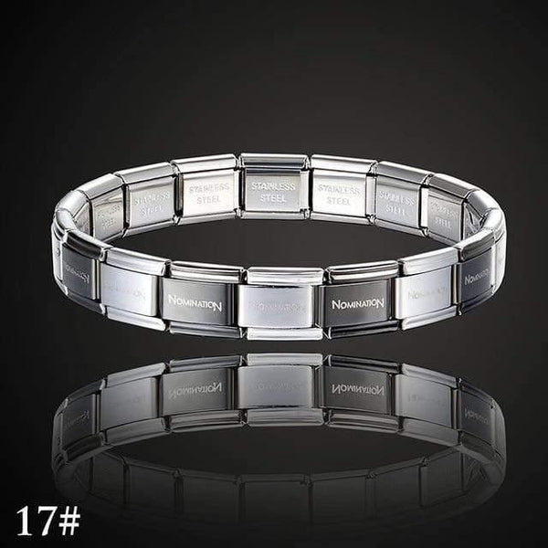 Planet Gates 17 / Each  1CM All 18PCS Theresa brand namination jewelry popular style stainless steel bracelet letter and stretch fashion bangle for everybody jewelry