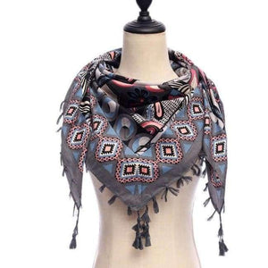 Planet Gates 17-gray New brand women scarf square cotton shawls and wraps lady pashmina Tassels Bohemia foulard winter female bandana hijabs