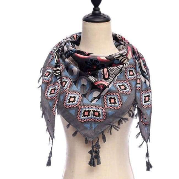 Planet Gates 17-gray New brand women scarf square cotton shawls and wraps lady pashmina Tassels Bohemia foulard winter female bandana hijabs