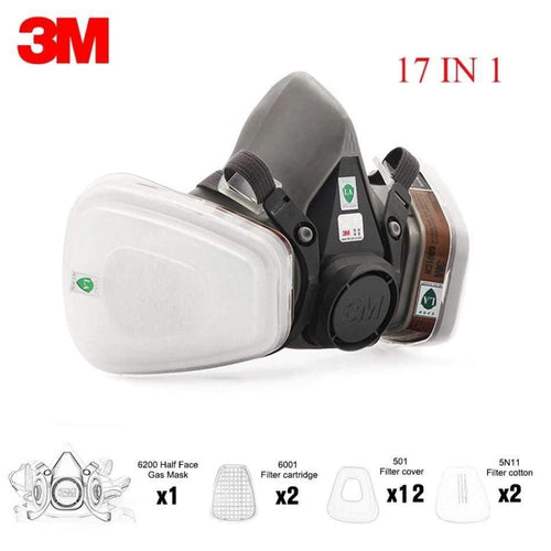 3M Mask 6200 19 In 1 PM2.5 Industrial Gas Mask Half Face Painting Spraying Respirator Safety Work Filter Dust Mask Dust Proof