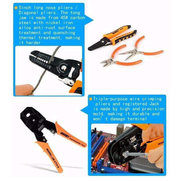 Planet Gates 17 in 1 Hand Tool Set Electronic Maintenance Repair Tools Kit Electric Soldering Iron Kit Pliers Tweezers Digital Multimeter Set