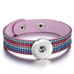 Planet Gates 17 Jewelry Rhinestone Leopard Leather 18mm Snap Button Bracelet Couple Punk Leather Bracelet Armband Snap Jewelry