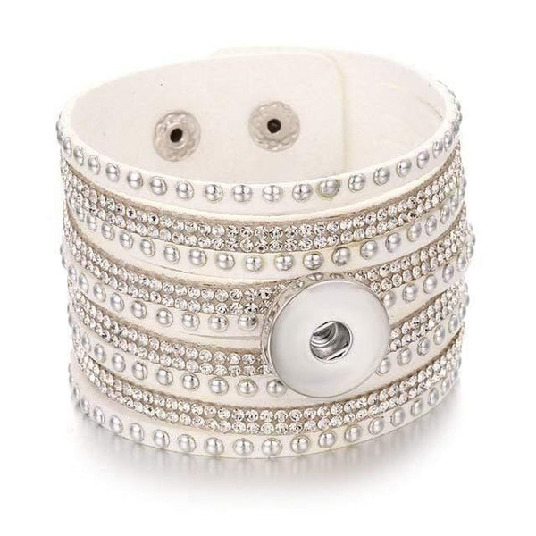 Planet Gates 17 Jewelry Wide Multilayer Crystal Rivet Leather Snap Bracelet 18mm Snap Button Bracelet DIY Buttons Jewelry For Women