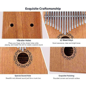 Planet Gates 17 Keys Kalimba Thumb Piano High-Quality Wood Mahogany Body Musical Instrument With Learning Book Tune Hammer