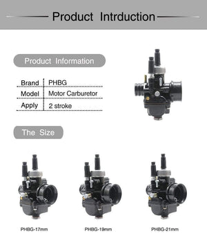 Planet Gates 17mm 19mm 21mm Dellorto PHBG DS Black Racing Carburetor Carb DIO JOG 50cc 90cc BWS100 for Puch Yamaha Zuma Motorcycle