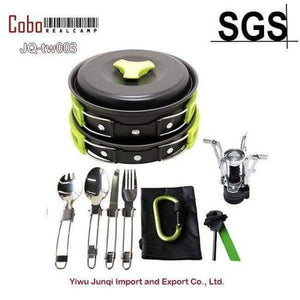 Planet Gates 17Pcs Camping Cookware Mess Kit Lightweight & Durable Backpacking Gear & Hiking Outdoors Bug Out Bag Cooking Equipment Cookset