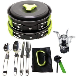 Planet Gates 17Pcs Camping Cookware Mess Kit Lightweight & Durable Backpacking Gear & Hiking Outdoors Bug Out Bag Cooking Equipment Cookset