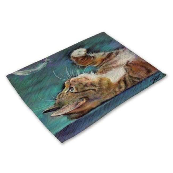 Planet Gates 18 / 42X32CM Designs Cartoon Cat Table Mats For Dining Table Mermaid King Bowl Tableware Pad Coaster Kitchen Accessories Retro