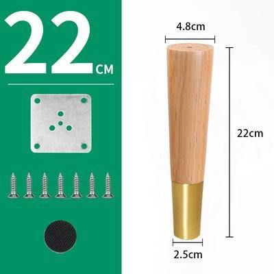 4pcs/lot Wood Legs TV Cabinet Support Sofa Legs Furniture Accessory Brass Gold Cups Solid Wooden Feet