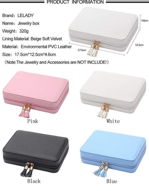 Planet Gates 18*5*13cm Portable Travel Small Jewelry Box Storage Organizer Box with mirror Inside Velvet Leather Jewelry Box for women
