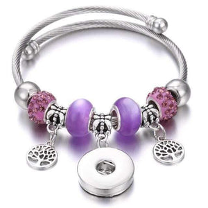 Planet Gates 18 Bracelets for 18mm Snaps Jewelry Elastic Silver Beaded Snap Bracelet Bangles Fit Snap Buttons Jewelry Charms Bracelet