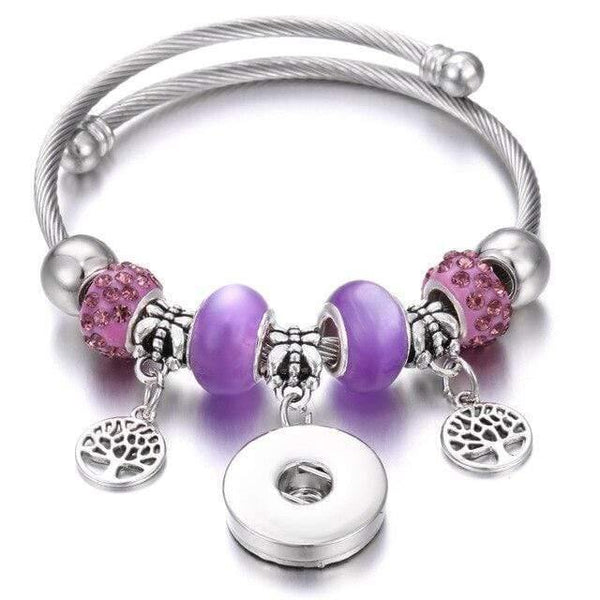 Planet Gates 18 Bracelets for 18mm Snaps Jewelry Elastic Silver Beaded Snap Bracelet Bangles Fit Snap Buttons Jewelry Charms Bracelet