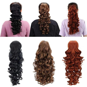Planet Gates 18" Curly Synthetic Ponytail Wig Hair Extensions Claw On Hairpiece Long Deep Wave Clip In Ponytail Hair Extension Heat Resistant