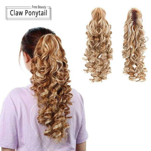 Planet Gates 18" Curly Synthetic Ponytail Wig Hair Extensions Claw On Hairpiece Long Deep Wave Clip In Ponytail Hair Extension Heat Resistant