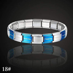 Planet Gates 18 / Each  1CM All 18PCS Theresa brand namination jewelry popular style stainless steel bracelet letter and stretch fashion bangle for everybody jewelry